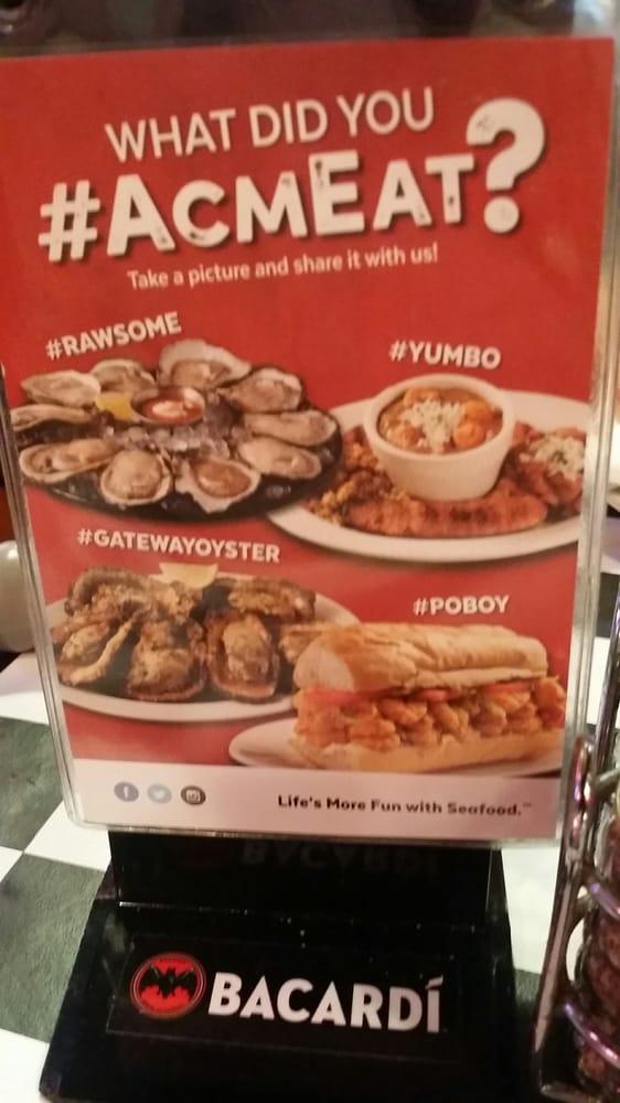 Menu at Acme Oyster House restaurant, Baton Rouge, Perkins Rd