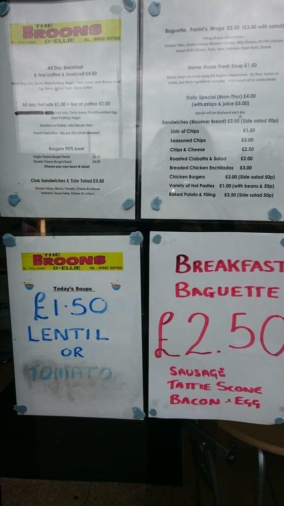 Menu at The Broons D'Ellie cafe, Blantyre