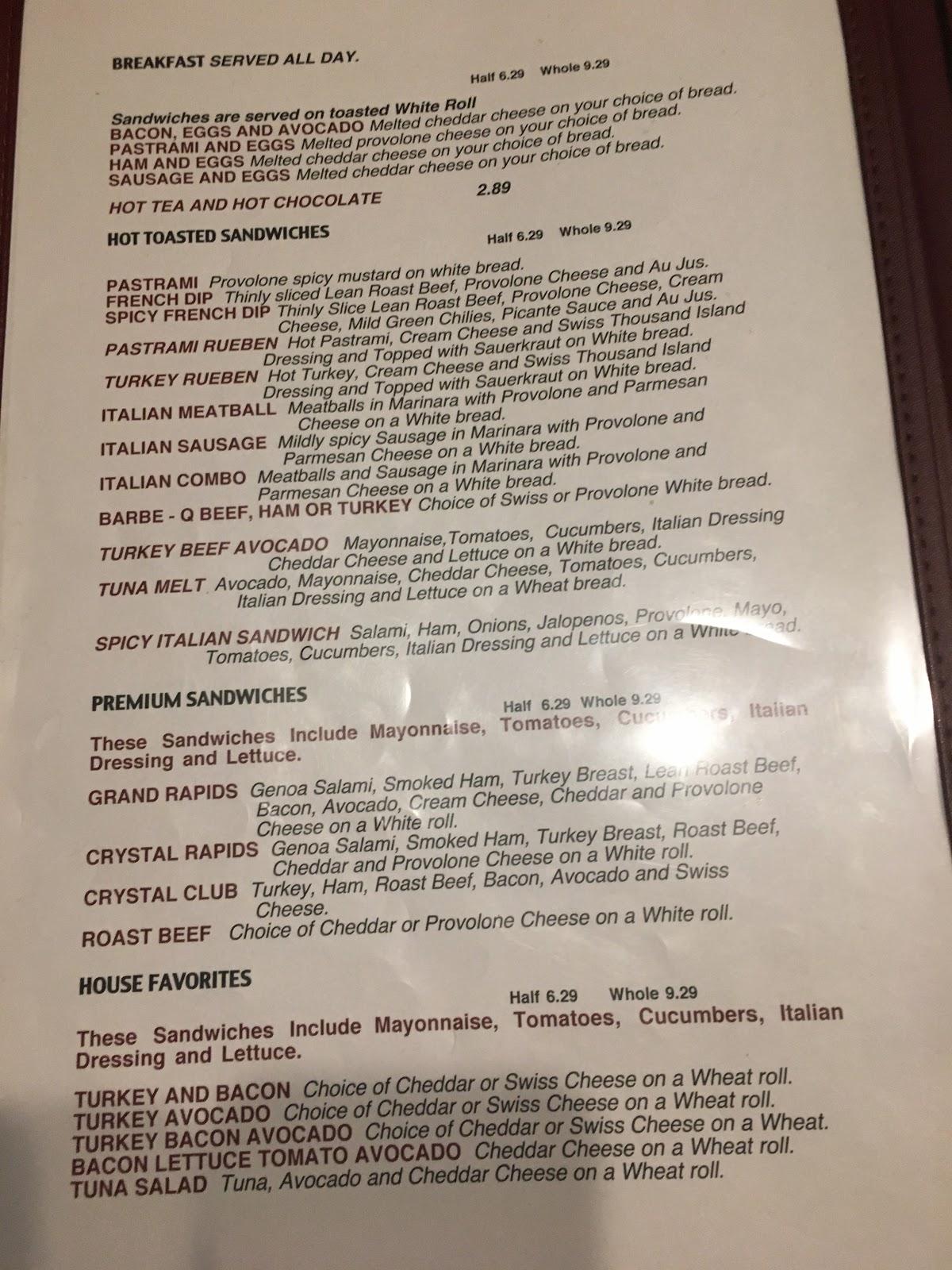 Menu at Crystal Creek Sandwich Co restaurant, Flagstaff