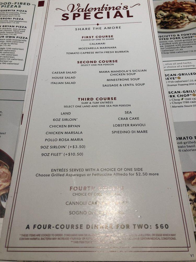 Menu at Carrabba's Italian Grill restaurant, Omaha