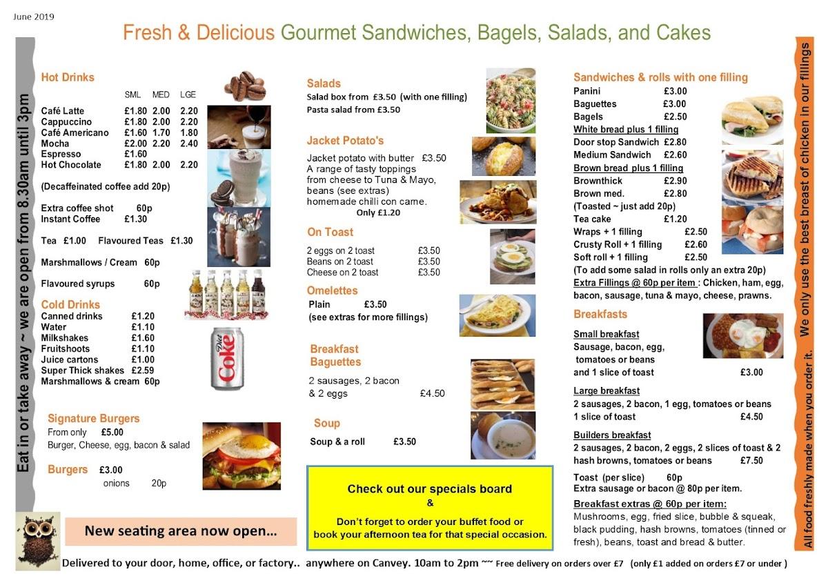 Menu at Jilly Beans Cafe, Canvey Island
