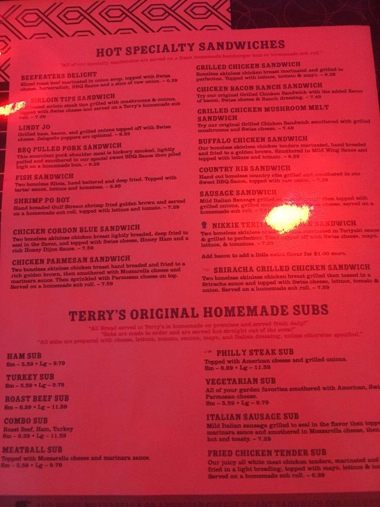 Menu at Terry's Place pub & bar, Ocala