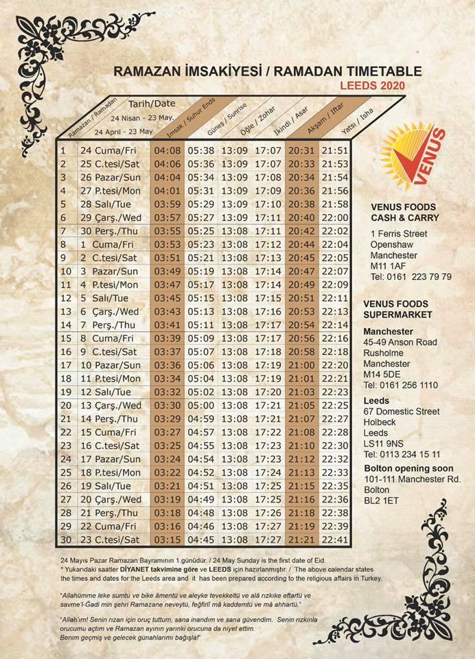 Menu at Venus Supermarket BBQ, Leeds