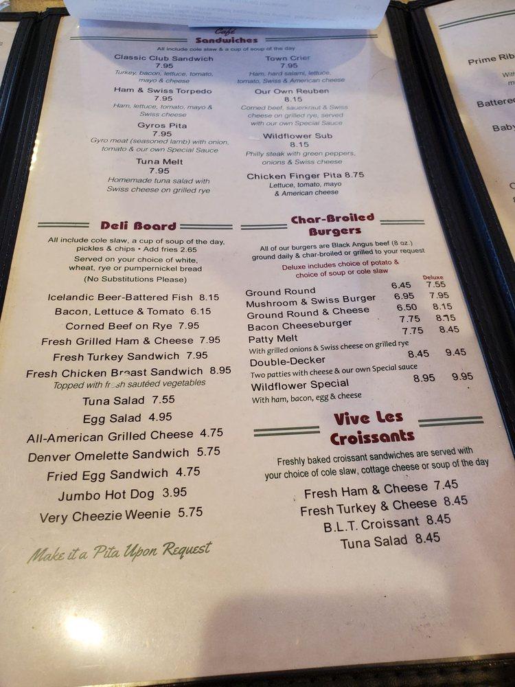 Menu at Wildflower Cafe, Charter Township of Clinton