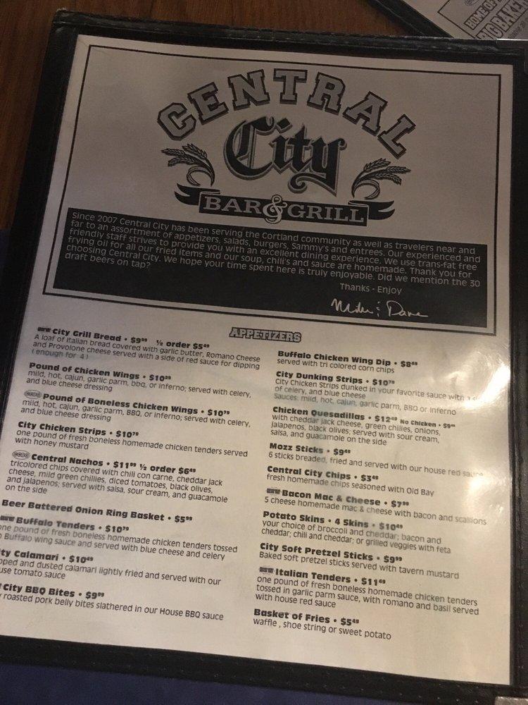 Menu at Central City Bar & Grill, Cortland