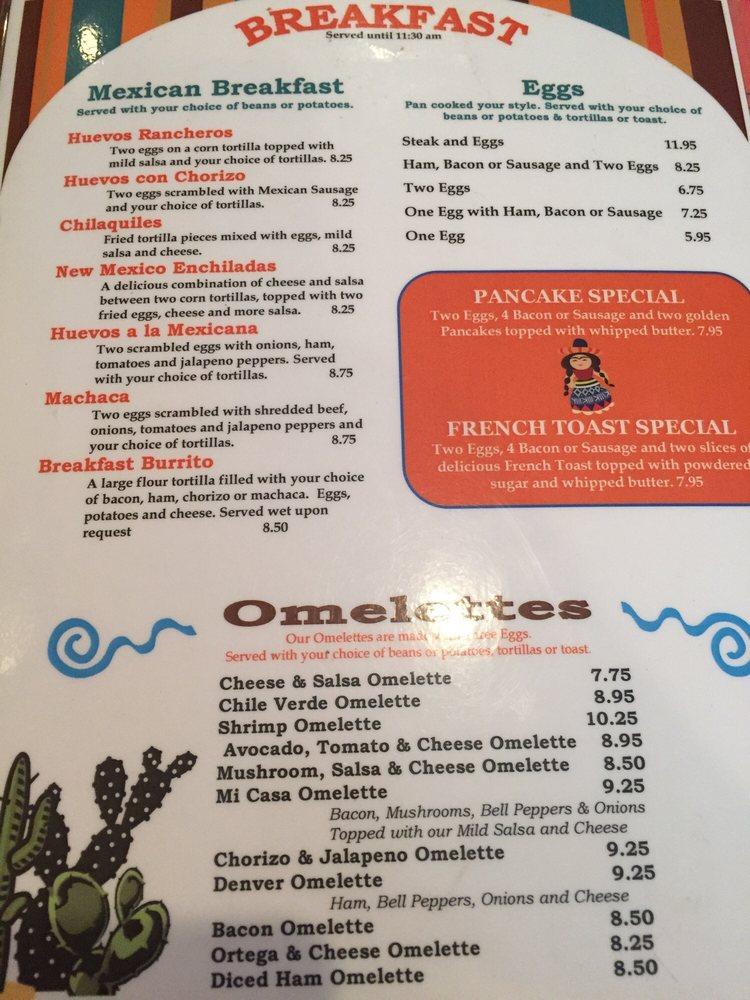 Menu at Mi Casa Restaurant, Morro Bay