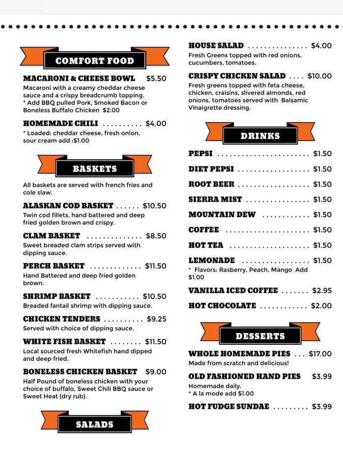Menu at Wilson's Rivers Edge Restaurant, Indian River