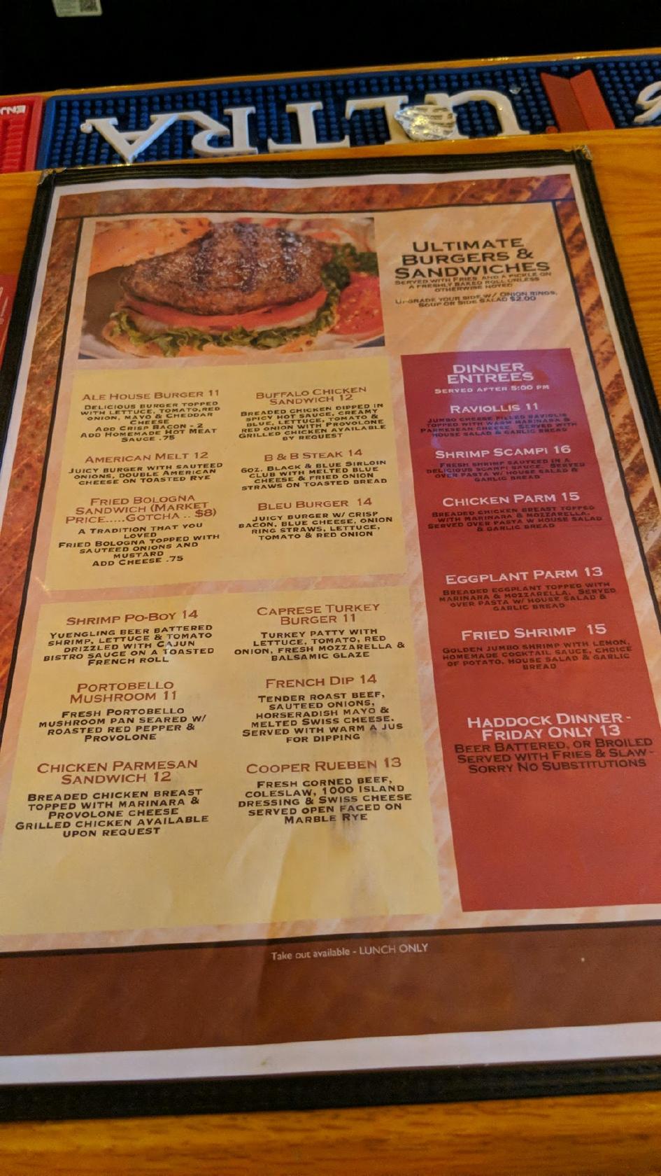 Menu at Copper Ale House pub & bar, Williamson