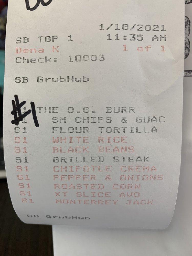 Menu at Savage Burrito, Dallas