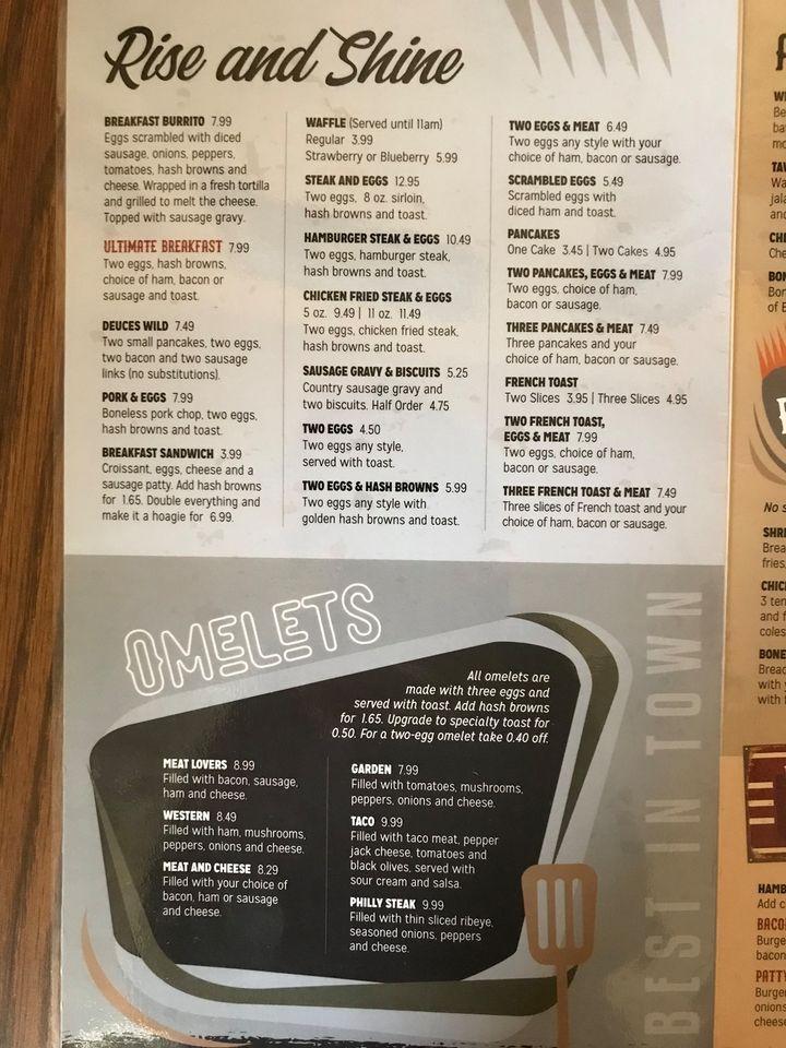 Menu at Prairie Stop restaurant, Watertown