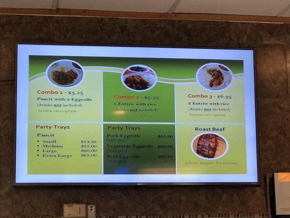 Menu at Susan's Filipino restaurant, Virginia Beach