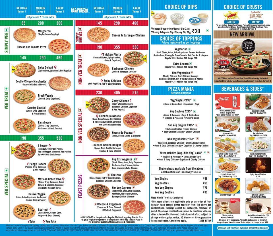 Domino's Pizza menu