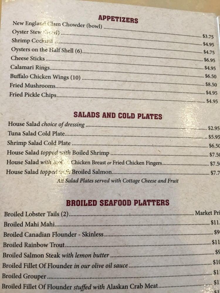 Menu at Harbor Inn Seafood restaurant, Hickory