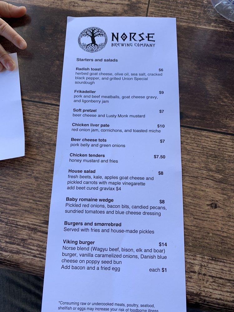 Menu at Norse Brewing pub & bar, Wake Forest