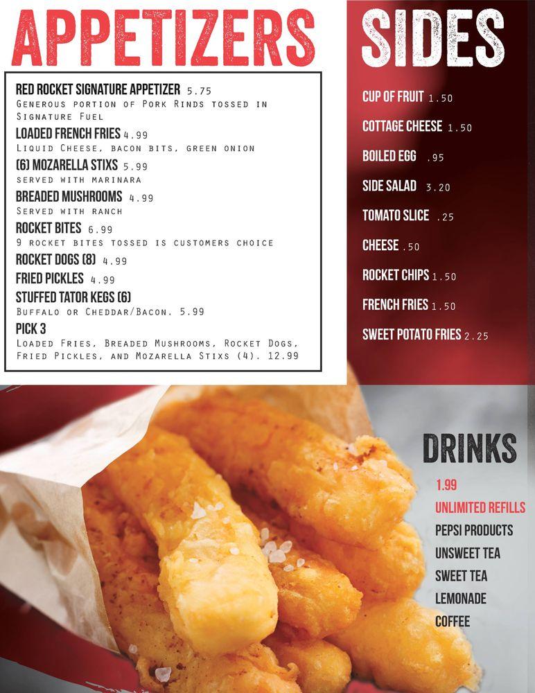 Menu at Red Rocket Bar & Grill, Grissom Air Force Base