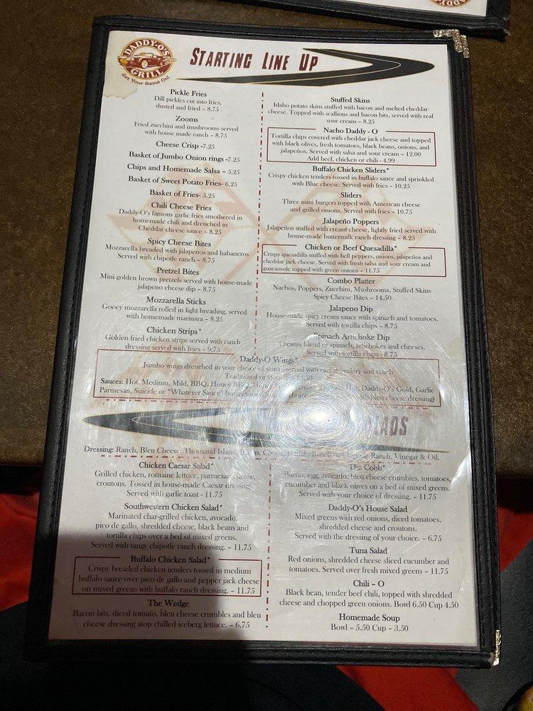 Menu at DaddyO's Grill pub & bar, Phoenix, W Thunderbird Rd