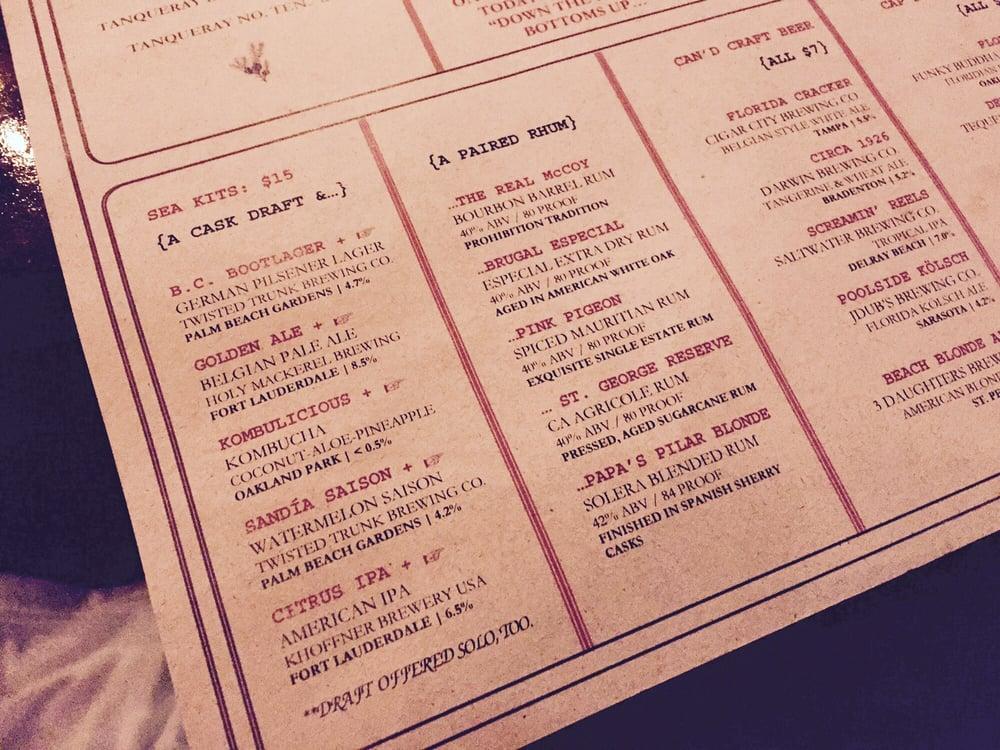 Menu At Burlock Coast Restaurant, Fort Lauderdale