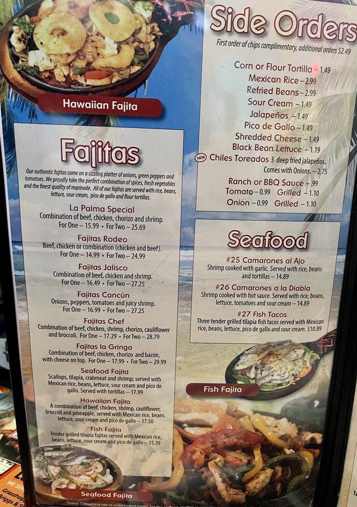 Menu at La Palma Mexican Restaurant Urbana, Urbana