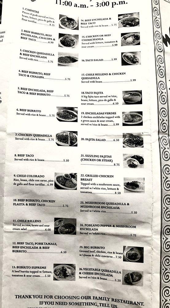 Menu at El Zarape Mexican Restaurant, Leakesville, Dobbins Ave
