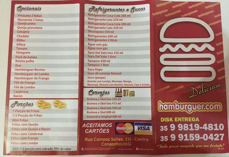Hambúrguer.com cardápio