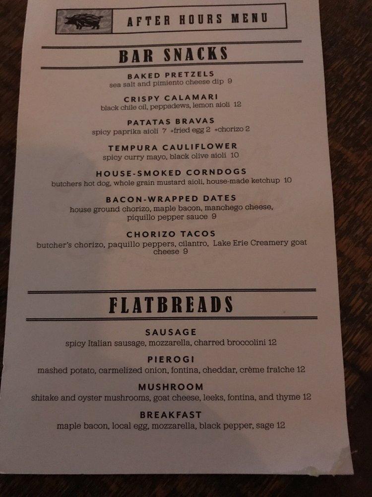 Menu at Butcher and the Brewer pub & bar, Cleveland