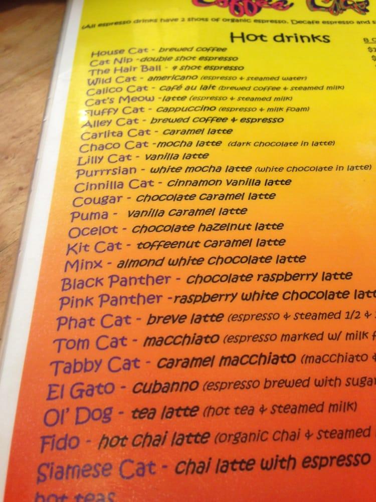 Menu at Coffee Cats pub & bar, Taos, 124 Bent St F