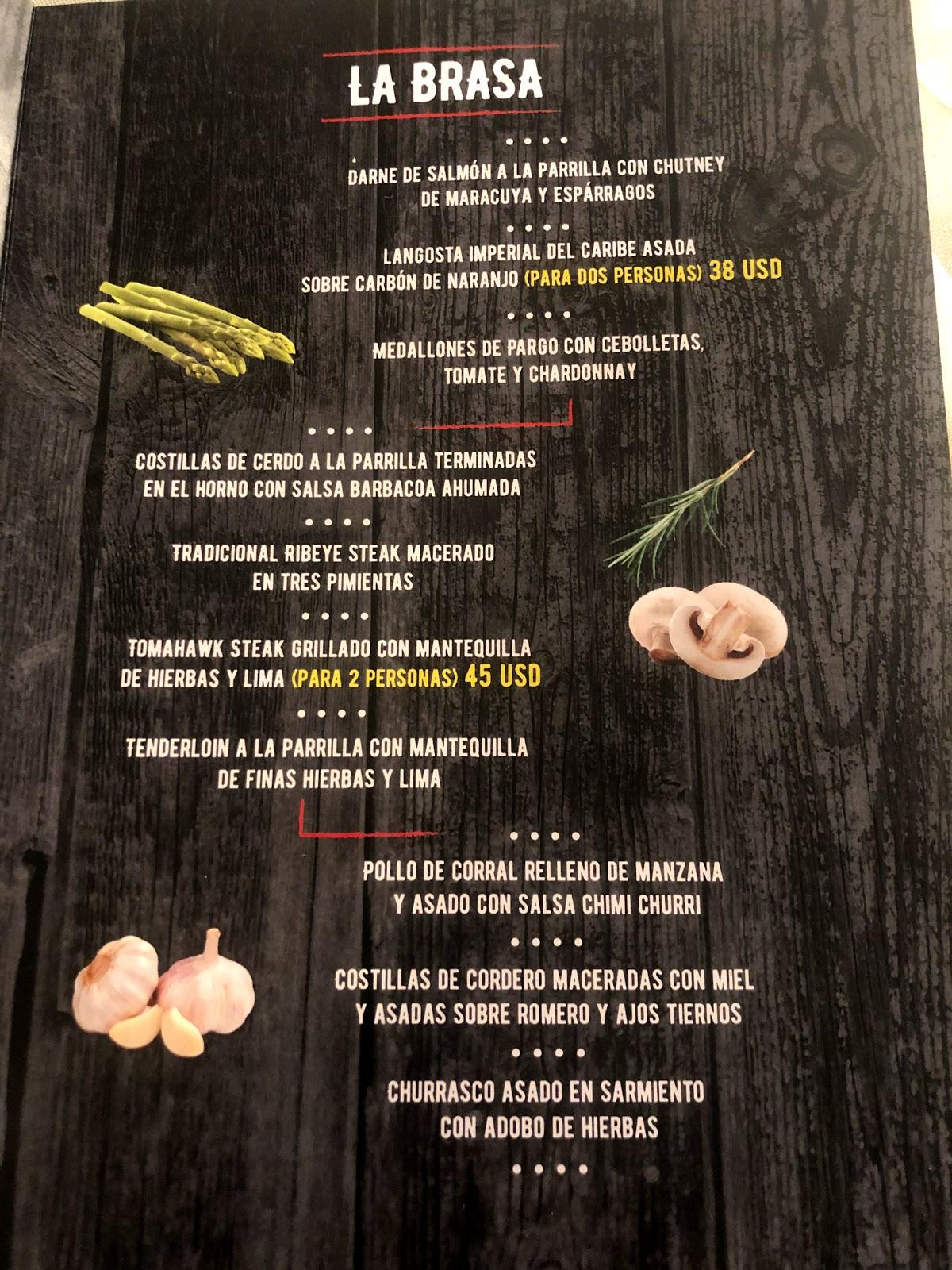 Menu at The Cut Prime Steaks restaurant, Punta Cana