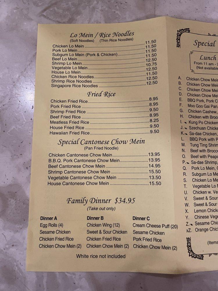 Menu At Tak Shing Chinese Restaurant Lakeville