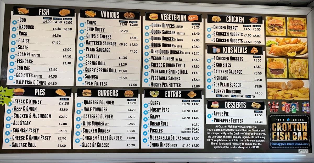 Menu at Croxton Fish Bar, Thetford