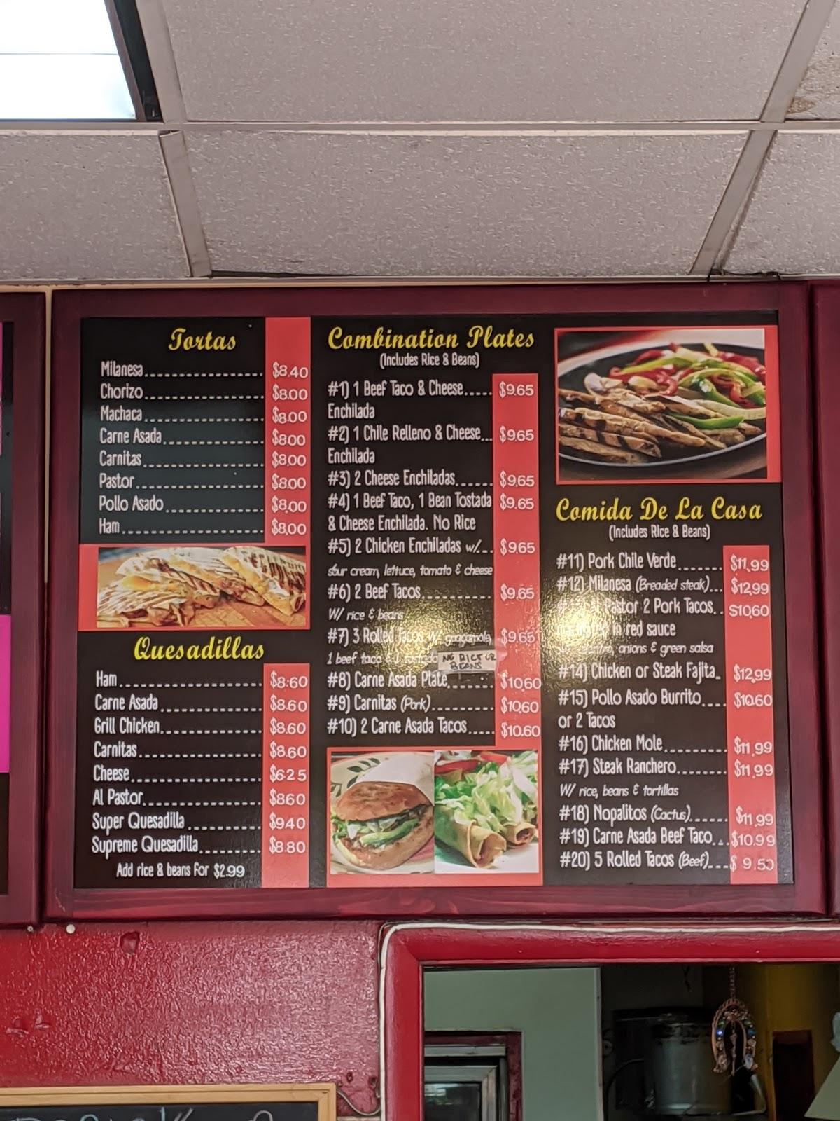 Menu at La Mexican Fiesta restaurant, San Diego, Camino Ruiz