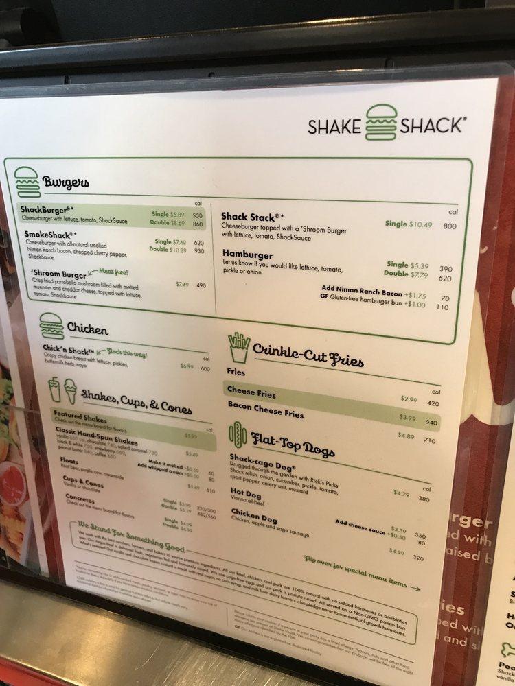 Menu at Shake Shack NYNY Hotel (LV BLVD) restaurant, Las Vegas, Las