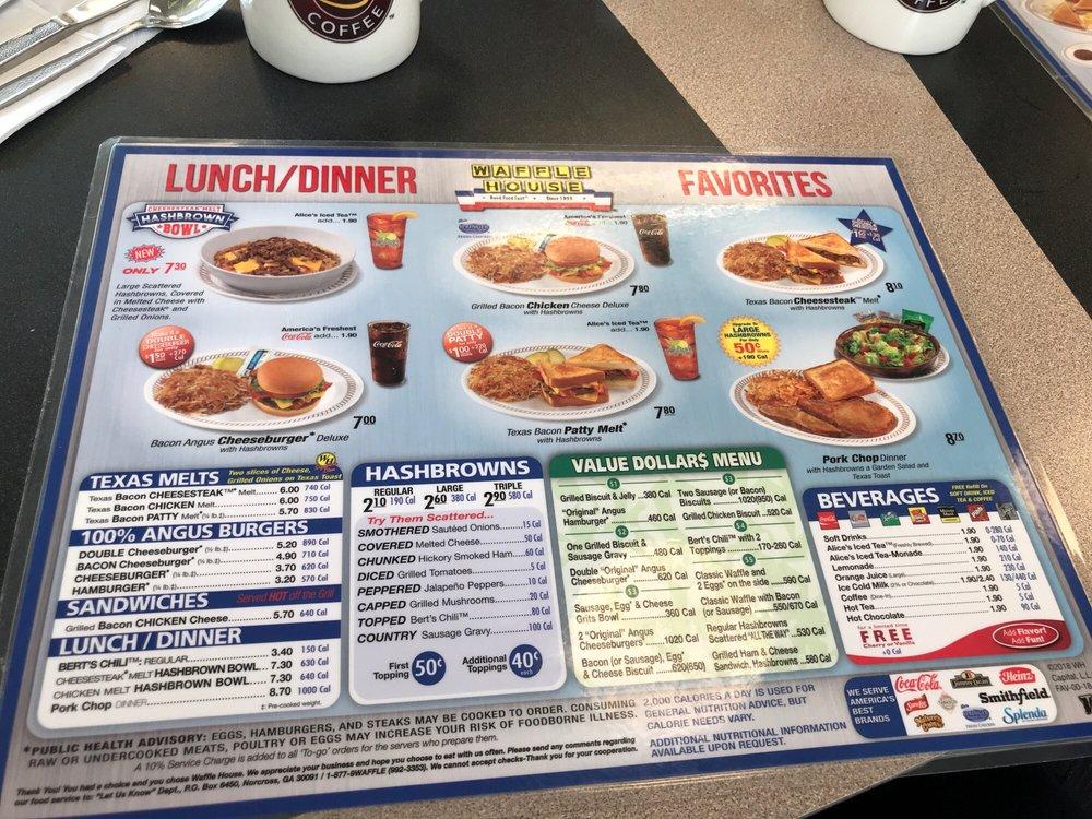 Menu at Waffle House restaurant, Paragould, W Kingshighway