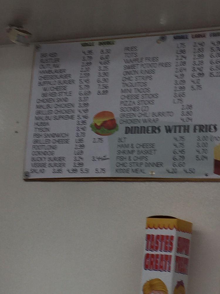 Menu at Big Al's Burgers at The Junction fast food, Kanab