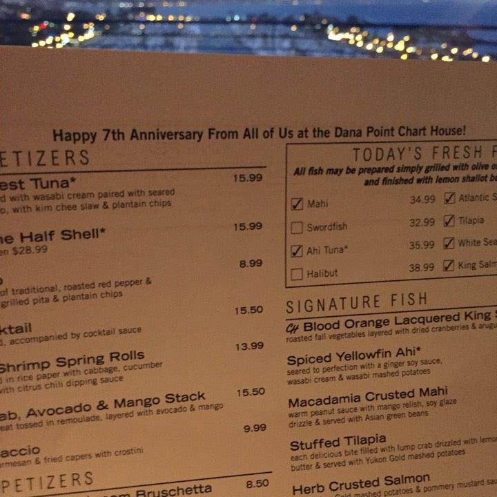 Menu at Chart House steakhouse, Dana Point