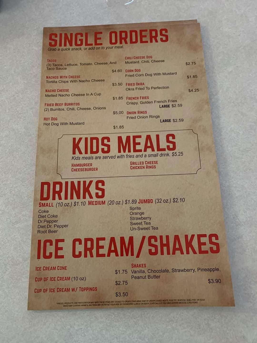 Menu at Carla's Snak Shak pub & bar, Highlands