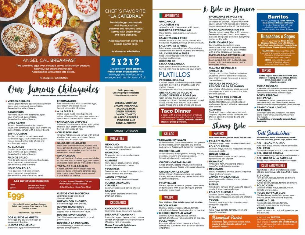 Menu at La Catedral Cafe & Restaurant, Chicago, S Christiana Ave