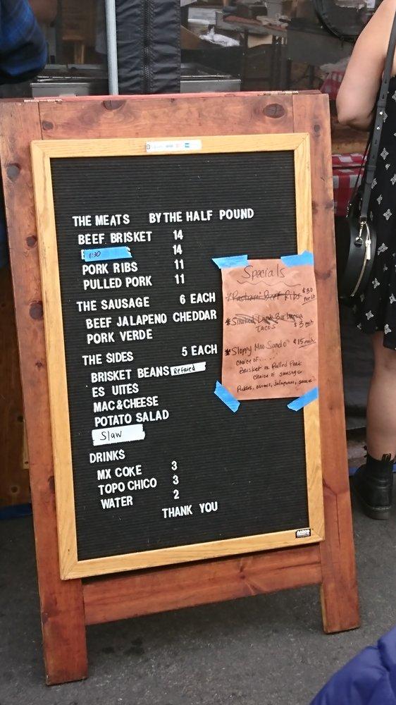 Menu at Moo's Craft Barbecue, Los Angeles, N Broadway