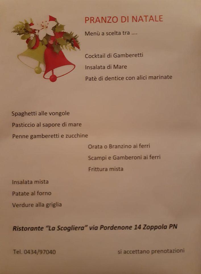 Menu da La Scogliera ristorante, Zoppola