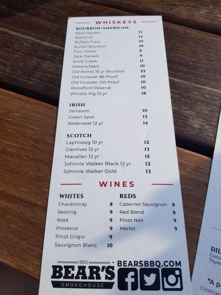 Menu at Bear's Smokehouse Barbecue, New Haven