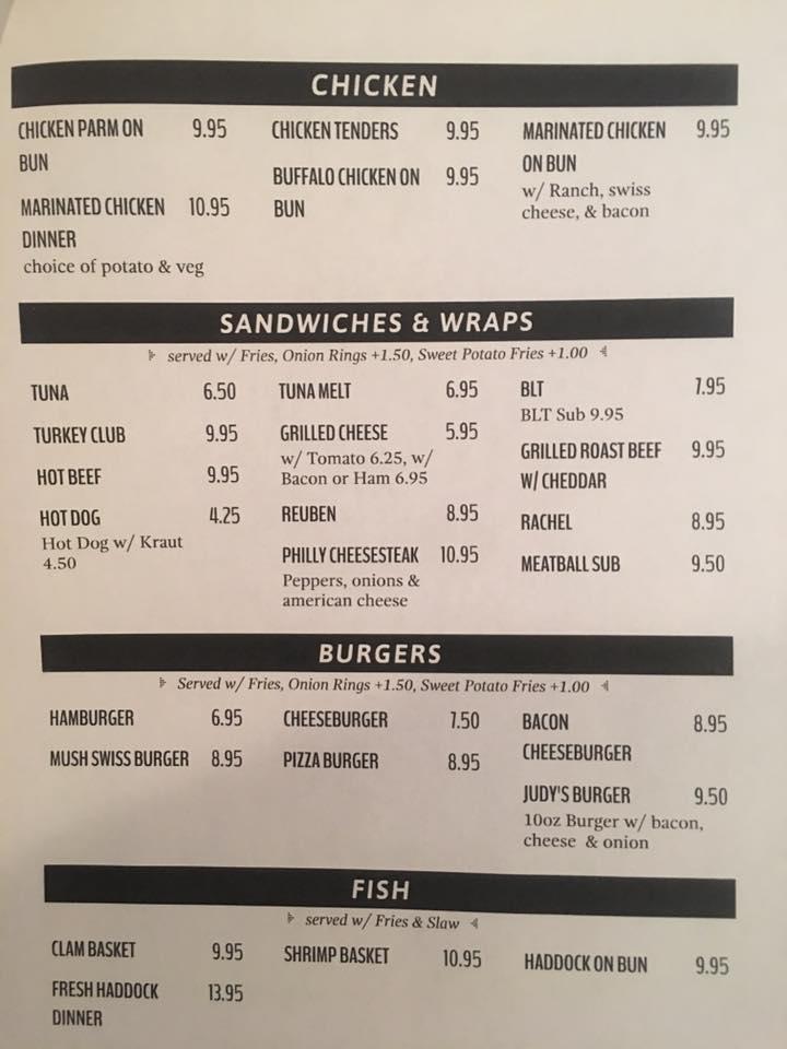 Menu at Judy's Corner Kitchen Restaurant, Mount Upton