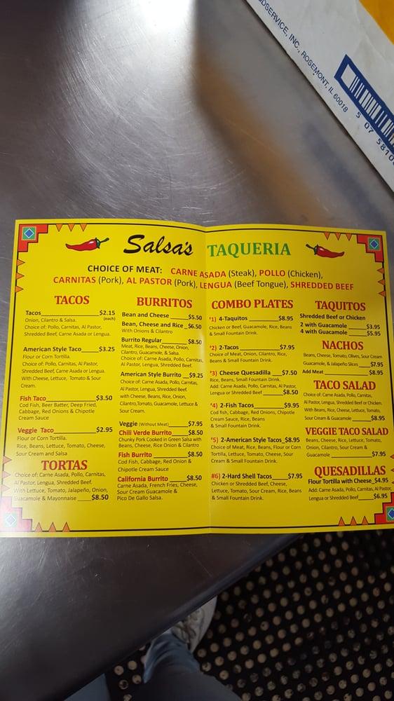 Menu at Salsa's Taqueria Mammoth Lakes restaurant, Mammoth Lakes