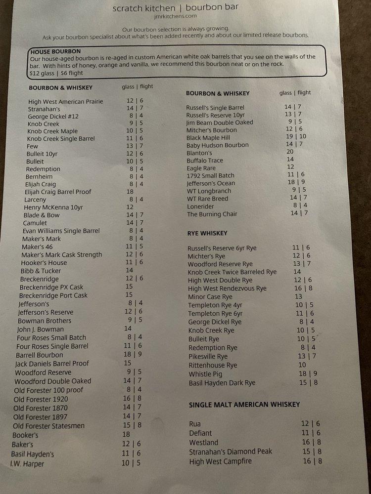 Menu at the Oak, Kitchen Bourbon Bar, Raleigh