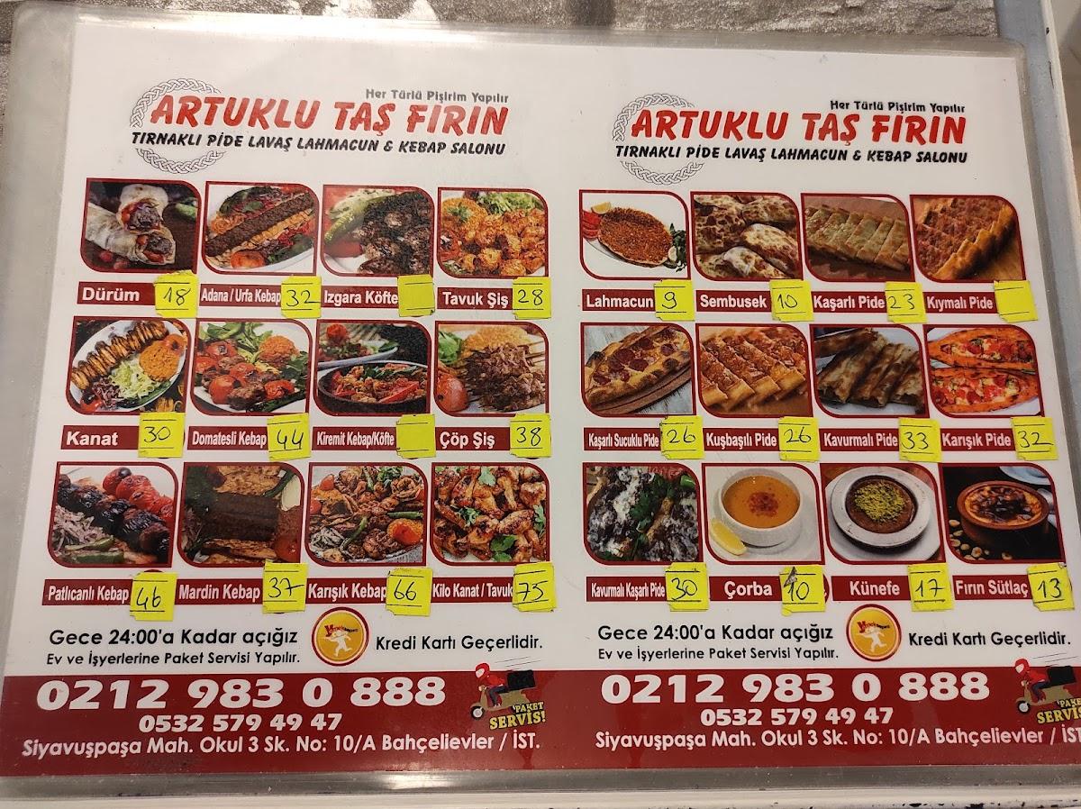 Carta De Artuklu Ta Firin Pide Lahmacun Kebap Salonu Estambul