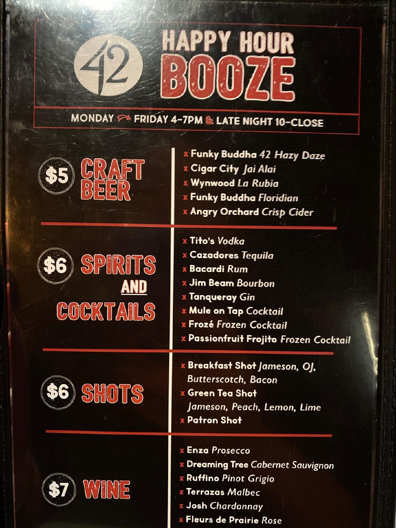 Menu at Tap 42 Craft Kitchen & Bar - Midtown Miami, Miami, NE 1st Ave #101