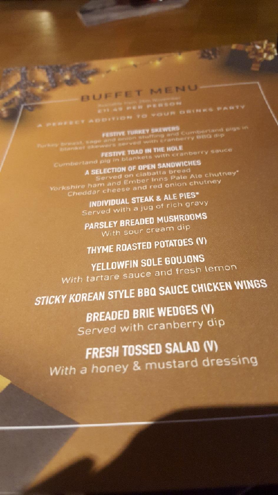 Menu at The Punch Bowl pub & bar, Nottingham