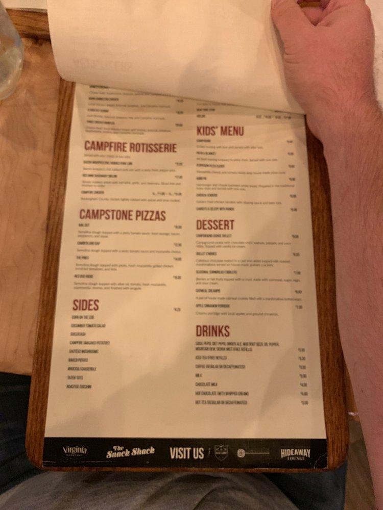 Menu at Campfire Grill restaurant, Massanutten, Delwebb Dr
