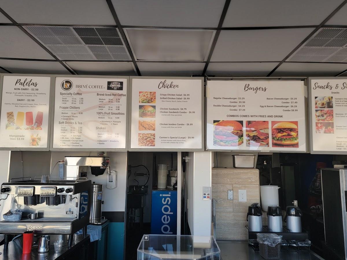 Menu at Carmen’s Cafe, Herrin