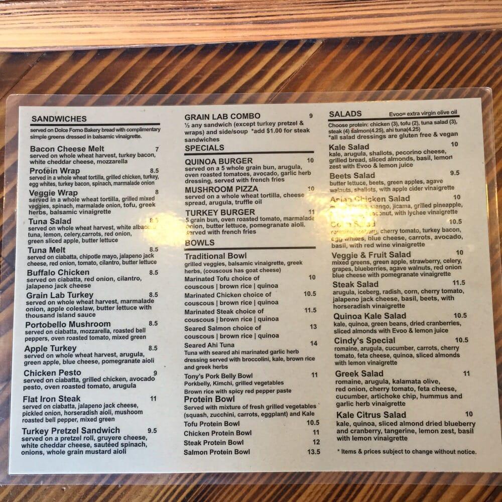 Menu at Grain Lab Deli & Kitchen restaurant, Burbank