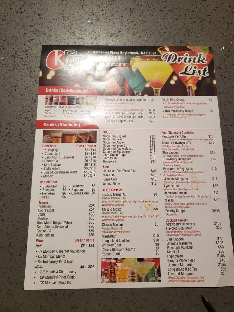 Menu at KPOT Korean BBQ & Hot Pot, Englewood