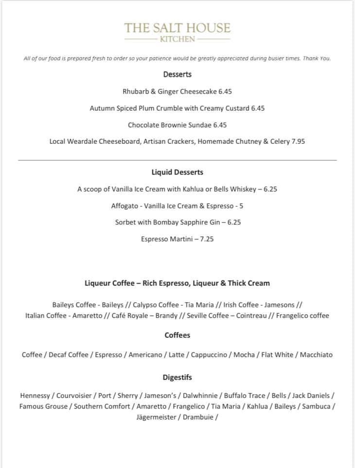 Menu at The Salt House Kitchen pub & bar, Sunderland